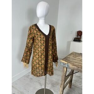 Floating Lotus Womens Medium Cotton V-Neck Tunic Top NWT